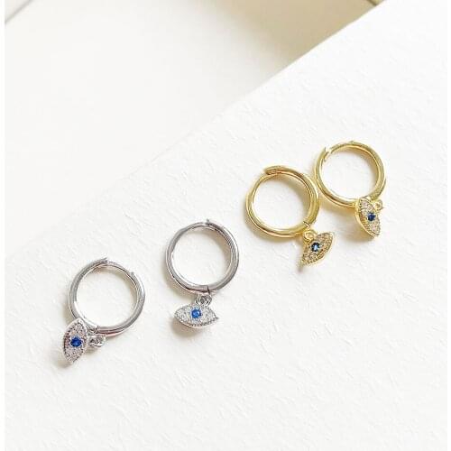 Amaiyllis 925 Sterling Silver Evil Eye Earrings Stud Fashion CZ Zircon Devils Eye Ear Buckle Earrings For Women Jewelry