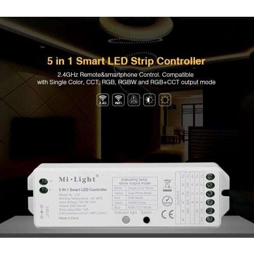 [Seven Neon]Free DHL shipping 2.4G Mi-Light WIFI 4-zones single light/RGB/RGBW/RGB+CCT 4 IN 1 Smart LED strip light Controller