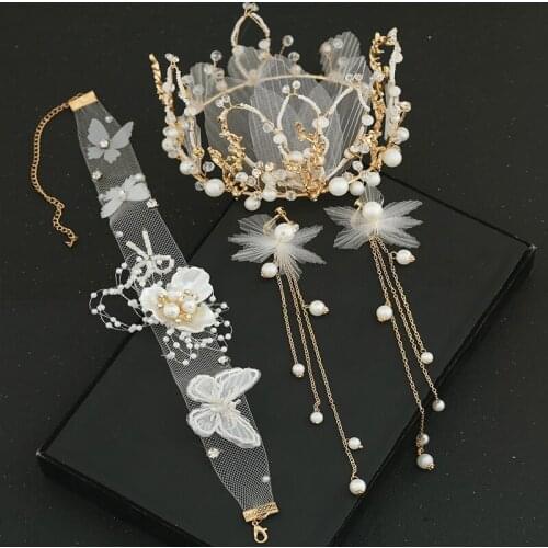 Bridal Crown Headdress Sen System Fairy Hair Accessories Super Fairy Princess Round Crown Wedding Dress Accessories