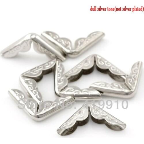 Free Shipping-500PCs Silver Tone Book Scrapbooking Albums Menus Folders Corner Protectors 21x21mmx4.7mm J1726*5