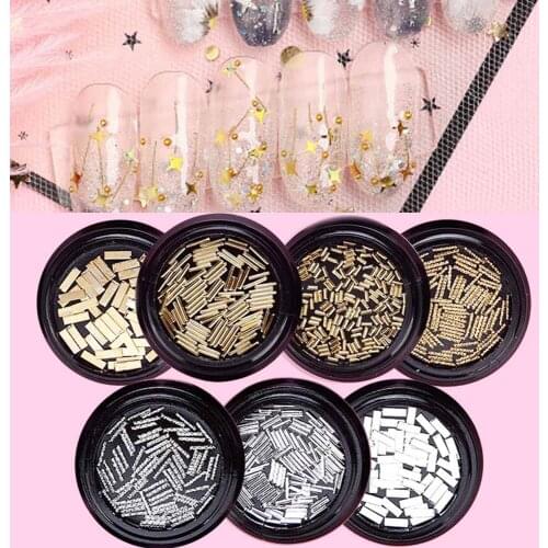 1 Box 3D Gold Silver Nail Charms Metal Rivets Nail Studs Nail Jewelry DIY Nail Art Decorations Japanese Style Nail Metal Strips