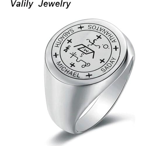 Valily Sigil of Archangels Ring Stainless Steel/Gold/Black Protection Amulet Rings Jewelry Gift for Men Women