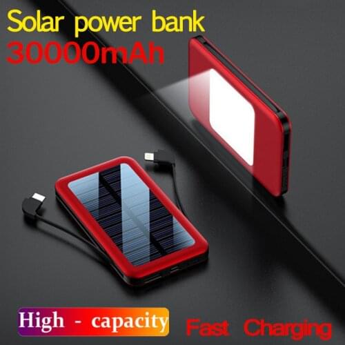 Top Solar Power Bank Waterproof 30000mAh Solar Charger Type-c Port External Charger Mini Power Bank for Android iPhone