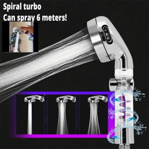 Pressurized Shower Head 3-Function SPA shower head with switch on/off button high Pressure Filter Bath Head Water Saving Shower