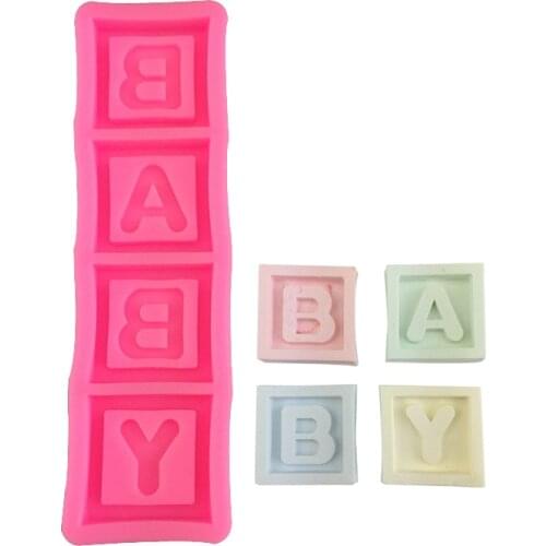 1Pcs BABY Letter Cake Mould Kitchen Supplies Multi Purpose Food Grade Silicone Reusable DIY Baking Tools Soap Mold Random Color