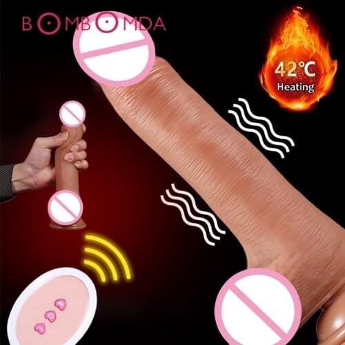 10 Modes Remote Dildo Vibrator For Women Automatic Telescopic Heating Realistic Big Penis Adult Sex Toys For Women Masturbator