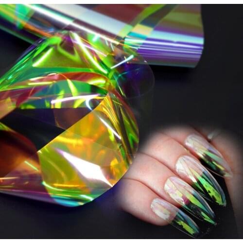 10PCS Chameleon Mirror Foils for Nails Sticker Decoration DIY Handmade Designs Nail Art Stickers Decals Nails Accessories 4*20CM