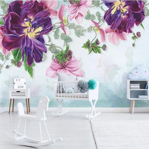 3D Wallpaper Nordic Minimalist INS Pink Plant Leaf Flower Photo Wall Murals Living Room Childrens Room Background Wall Papers