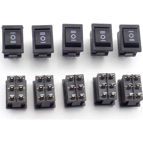 5pcs Switch boat Rocker On/Off Switch 6 Feet 3 mode AC 125V 10A AC 250V 6A Power Push Button 21*15mm