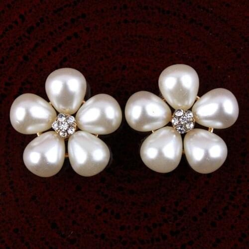 50pcs 20mm Pearl Rhinestone Button Flatback Wedding Embellishment Diamante Buckles