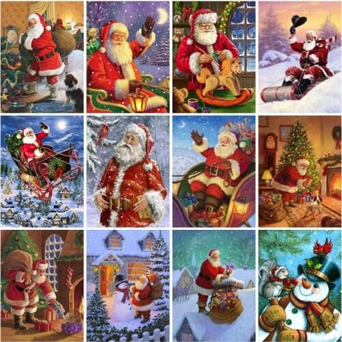 DIY 5D Diamond Painting Full Square Drill Snowman Christmas Gift Diamond Embroidery Santa Claus Resin Cross Stitch Kits Decor