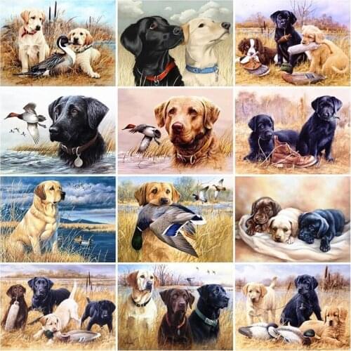 5d Labrador Dogs Diamond Embroidery Animals Diamand Painting Complet Daimond Mosaic Hobby Rhinestone Picture Wall Sticker Decor