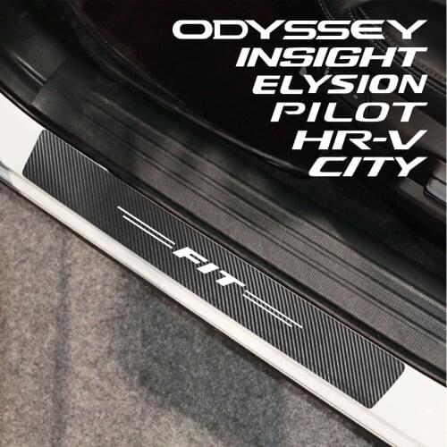 Car Door Carbon Leather Fiber Sill Plate For Honda City Insight Fit HR-V Polit VTEC Legend Modulo Auto Protector Accessories
