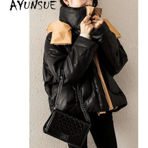 AYUNSUE Genuine Leather Jacket Women Sheepskin Coat Female 90% White Duck Down Jackets Hooded Parkas Woman 2020 Abrigo Mujer 92