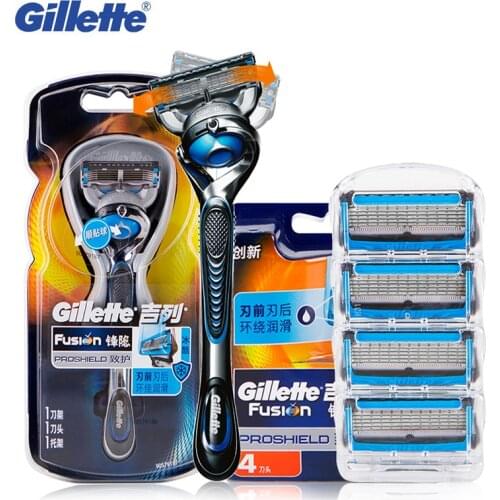 Gillette Fusion Proshield Flexball Chill Shaving Razor Blades Cooling Technology For Men Beard Shaver 1 Razors Handle + 5 Blade
