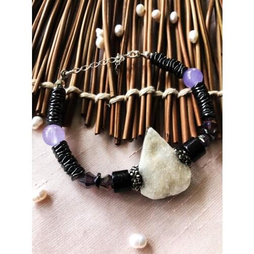 Dr Stone Luxury collection Quartz and Hematite Stone 925 Sterling Silver Women Handmade Bracelet LXDR43