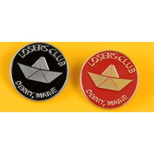 Losers Club Pin Boat Enamel Pin Quote Brooch Black Red Round Badge Lapel Shirt Bag Punk Fashion Jewelry Gifts