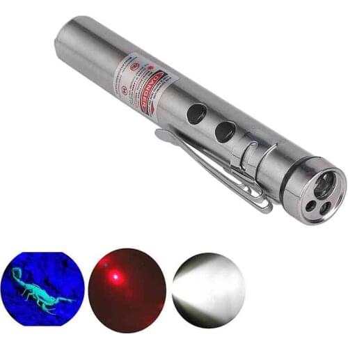 Pocket flashlight + UV + Laser Watton Wt-170 led Net light long distance, high-quality material Hunting, camping,home, school, C