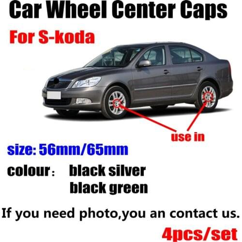 4pcs/lot 56mm 65MM Black silver Car Wheel Hub Caps Center Cover For Skoda Octavia Fabia Rapid Yeti Superb Octavia A 5 A 7 2