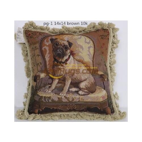 Brown dog wool handmade cusions Museum Royal Palace velvet embroidered needlepoint pillowcase 35x35cm pg-1gc165neecusyg4