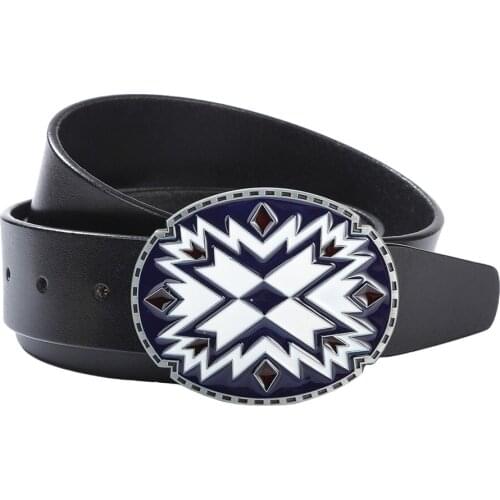 Western Cowboy Cowgirl Floral Buckle Antique Tone Leather Belt 1.5'' Wide