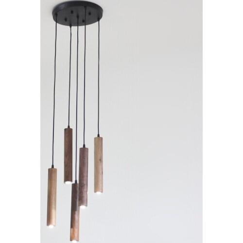Creative 5 Heads Pendant Lights Nordic Bedroom Lamp Wood Lamparas De Techo Colgante Modern Cafe Restaurant Hanglamp Lighting