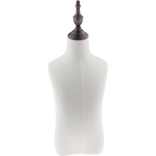 4 Year Old Child Kids Mannequin Body Torso Store Display Dress Form White Linen Fabric Cover with Mount Hole