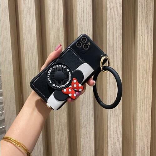 Cute Cartoon Leather Wallet Phone Case For Xiaomi Mi 8 SE 9 LITE A2 Redmi 7A 8A Note 7 8T K30 K40 pro Big Bracelet Ring Cover