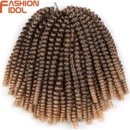 FASHION IDOL 8 Inch Fluffy Crochet Braids Spring Twists Hair 60 Strands Synthetic Hair Braiding Passion Twist Hair Extensions