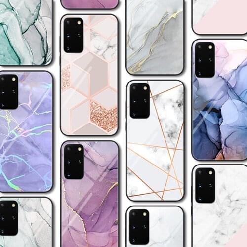Vogue Marble Glass Case for Samsung Galaxy S21 A51 S20 A50 A21S A12 A71 A70 S10 S9 S8 S10e A30 A20 Note 20 10 9 Ultra Lite Plus