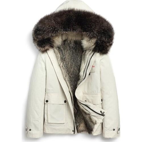 Real Streetwear Fur Coat Men Winter Raccoon Fur Hooded Wolf Fur Liner Jacket Man Korean Thick Warm Parkas Hiver 229988