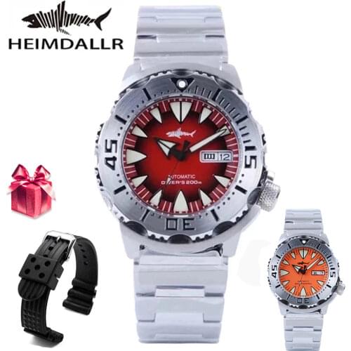 Heimdallr Monster Automatch Watch NH36A Mens Mechanical Watches 62MAS Diver Watch 200M Sapphire Glass Luminous Dial Black PVD
