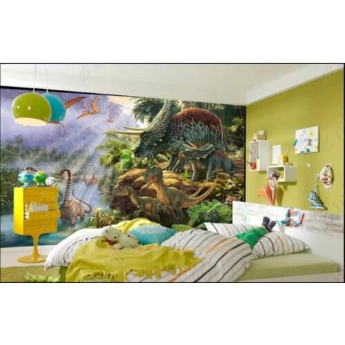 Custom mural 3d photo wallpaper Forest river dinosaur oil painting landscape home decor living room wallpaper for wall 3 d