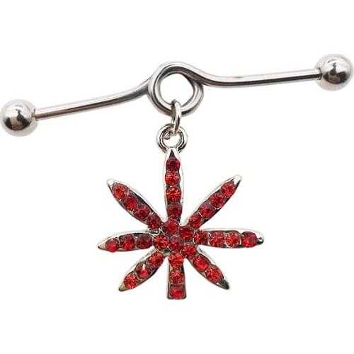 New arrival pink scaffold barbells 1 Pair surgical Stainless Steel big cross dangle industrial barbell piercing