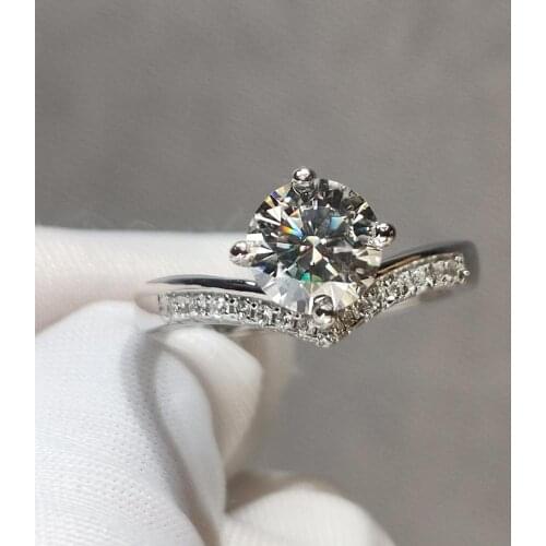Inbeaut New Arrival Crown Moissanite Ring Pass Diamond Test 925 Silver Excellent Cut 1 ct 6.5mm D Color Moissanite Wedding Ring