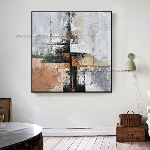 Original Abstract Art Painting Grey Oil Painting Posters Handmade Wall Art Canvas Pictures for Living Room Home Decoration