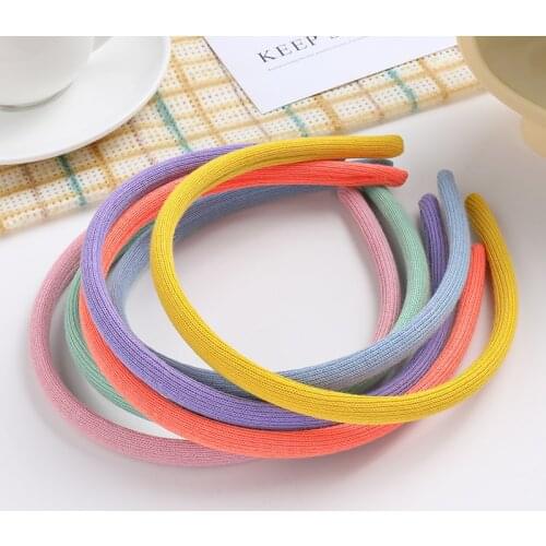 2021New Women Spring Summer Candy Color wool braided Headband Girls Sweet Solid Thin Hairbands Headwear Fashion Hair Accessories