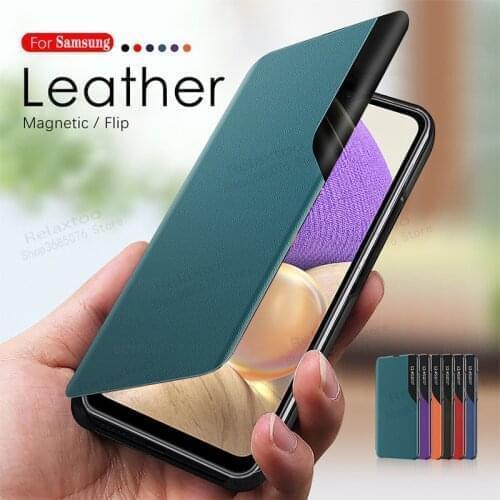 PU Leather Smart Window View Flip Covers Case For Samsung Galaxy A32 A42 5G a 32 A12 S20FE S 20FE M51 Magnet Stand phone shell