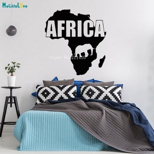Word African Map Wall Sticker Elephant Pattern Simple Decals Home Decor Living Room Bedroom Removable Art Cool Murals YT755