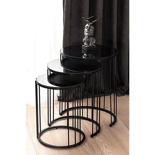 Special YapımRoma Black Metal Pedestal, Smoked Mirrored Zigon coffee table coffee tables table basse furniture living room table