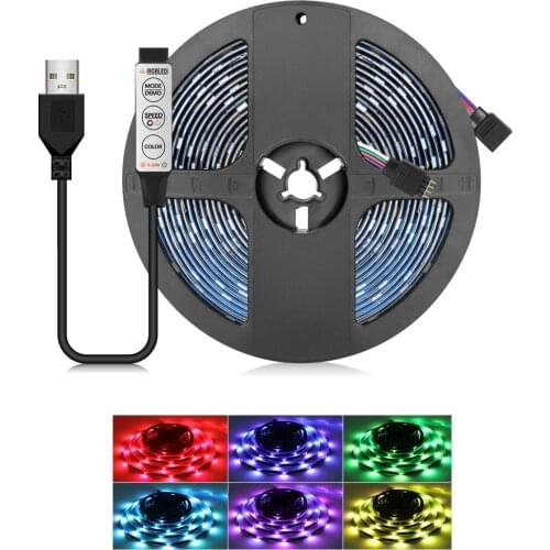 LED Strip Light USB Cable SMD 5050 1M-15M Flexible Lamp Tape Diode Mini 3 Key Control DC5V Desk Screen TV Background Lighting