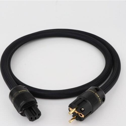 High Quality Silver Plated Audiophile AC Power Cable Pure Black EU US Power Cord Cable