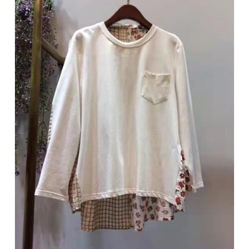 2021 Autumn Winter Fashion Sweatshirts High Quality Women Red Floral Print Patchwork Long Sleeve Casual Loose Tops Outwear