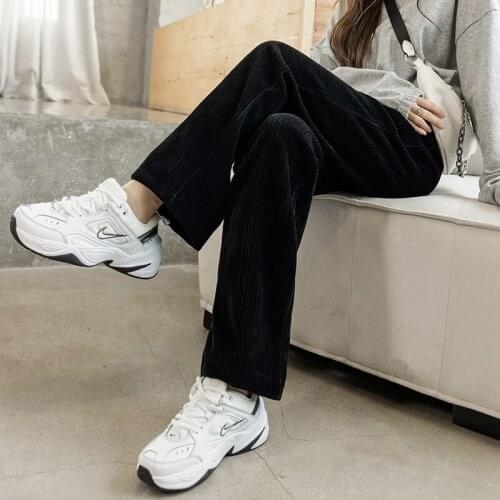 Womens Autumn Winter Wide Leg Straight Tube Pants Women Thickened High Waist Floor Mops Loose Pants Female Thick Trousers