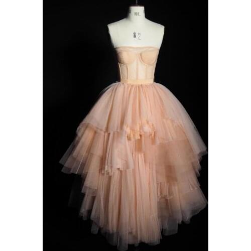 MistyRose Tulle Dress Strapless Layered Fluffy Dress Long Elegant Dress Formal Pink Party Dress For Woman High Street