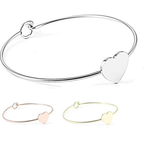 ZMZY Original Stainless Steel Wire Bangle Heart Charm Bracelets for Women Jewelry Gift Fashion Pulseiras Femininas DropShip