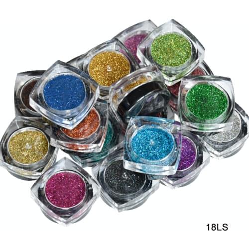 18 Boxes Starry Holographic Laser Nail Glitter Powder Ultra-thin Shining Pigment Dust Powder Manicure Nail Art Glitter (18colos)