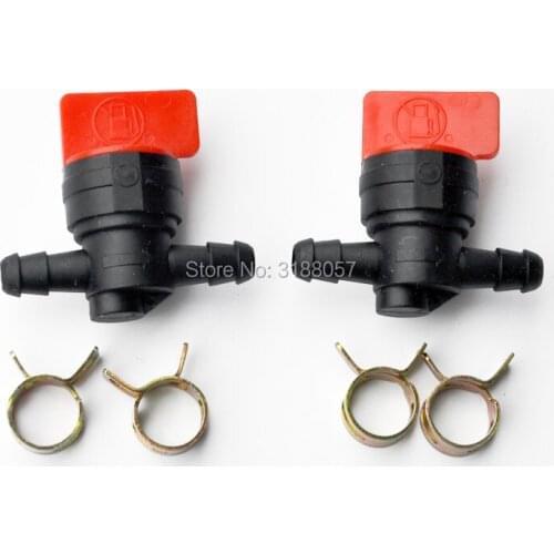 2pcs 1/4" InLine Straight & 90 Degree Gas Fuel Cut off Shut Off Valve W/ Clamps