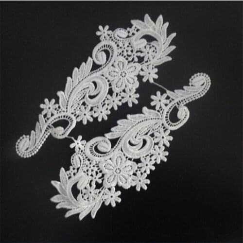 3pairs Ivory Flower Floral Lace Fabric Sewing Trim Wedding Dress Applique BD0202-1