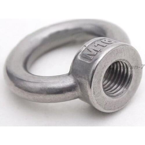 304 Stainless Steel European Style Ring Shape Eye Bolts Eyed Threaded Nuts, 3 pcs